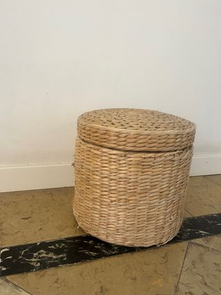 Caja Taburete Mimbre Redondo