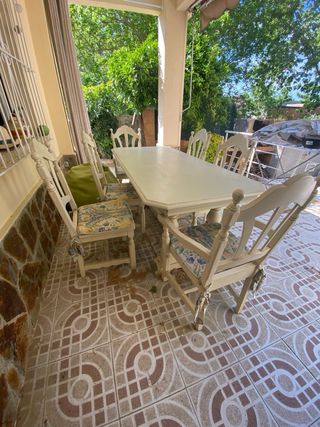 Mesa y 6 Sillas Madera Maciza