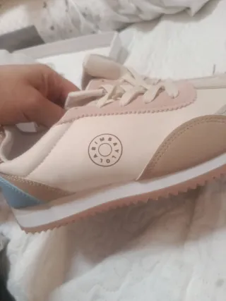 Deportivas mujer beige y rosa