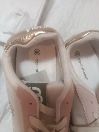 Deportivas mujer beige y rosa