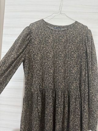 Vestito Zara fantasia floreale marrone tg XL