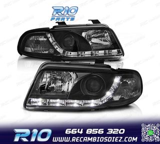 FAROS AUDI A4 B5 94-99 LUZ DIURNA LED FONDO NEGRO