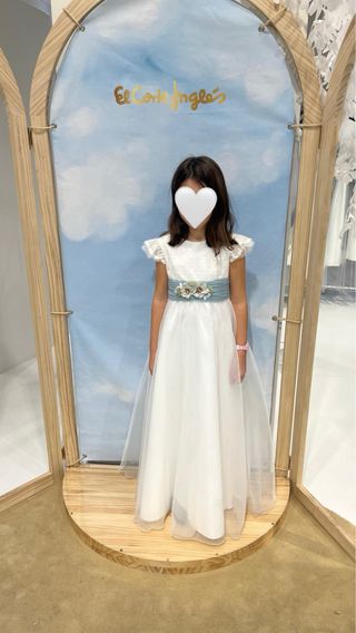 Vestido de Comunión Blanco y Azul Claro
