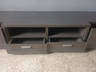 Muebles de salón madera y cristal
