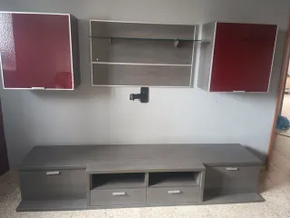 Muebles de salón madera y cristal