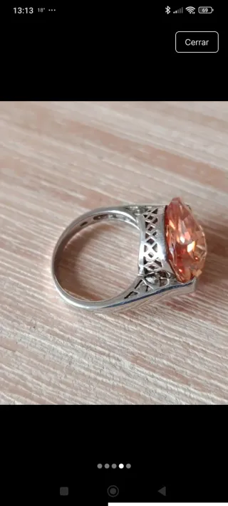 Anillo Plata y Citrino Naranja