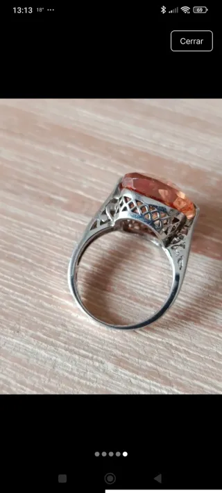Anillo Plata y Citrino Naranja