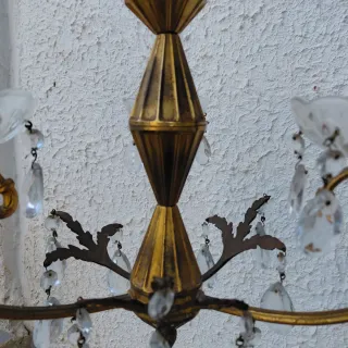 Lampadario Luigi XVI vintage bronzo e cristallo