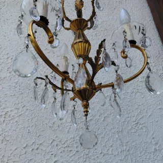 Lampadario Luigi XVI vintage bronzo e cristallo