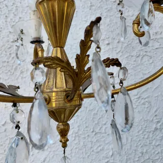 Lampadario Luigi XVI vintage bronzo e cristallo