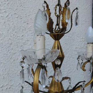 Lampadario Luigi XVI vintage bronzo e cristallo