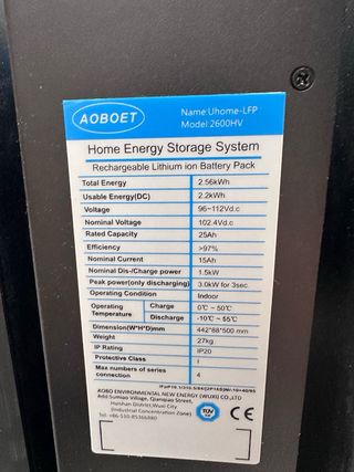 Batería Litio Alta Tensión Uhome LFP 2600HV