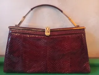 Borsa in pitone color oro e rosso