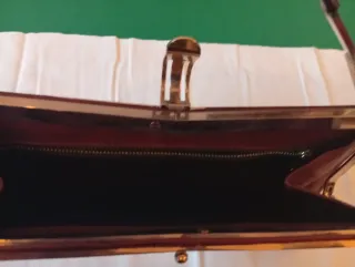 Borsa in pitone color oro e rosso