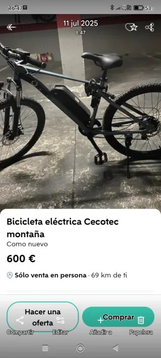Bicicleta Eléctrica 27.5 Talla L Bastante autonomí