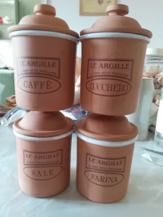 Set 4 Contenitori Terracotta Zucchero Caffè Farina
