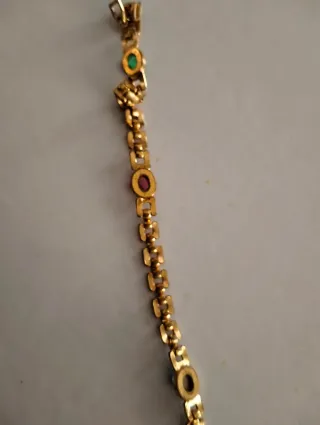 Pulsera Vintage Chapada Oro 22K con Cabujones19cm
