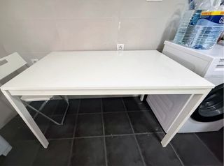 Mesa extensible +escritorio + recibidor blanca