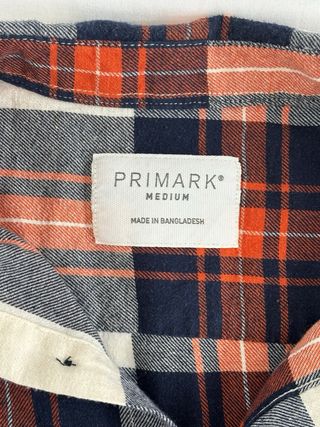 Camisa cuadros hombre Primark Talla M 100% Algodón