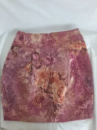Mini falda brocado oro y rosa