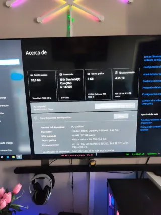 PC Gaming Negro con RGB