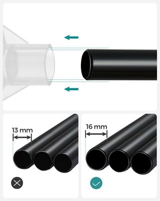 Armario Tela 45x170x167cm 4 Barras Negro SONGMICS RYG094B02