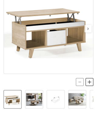 Mesa de centro elevable madera
