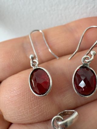 Colgante y pendientes plata 925 granate