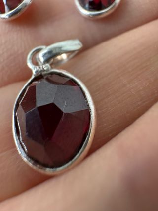 Colgante y pendientes plata 925 granate