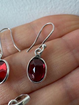 Colgante y pendientes plata 925 granate