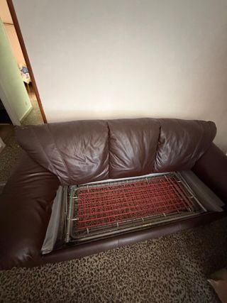 Sofá Cama Marrón Piel