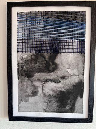 Cuadro abstracto azul y gris