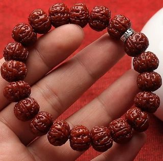 Pulsera budista cuentas finas marrón y plata