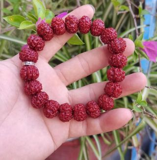 Pulsera budista cuentas finas marrón y plata