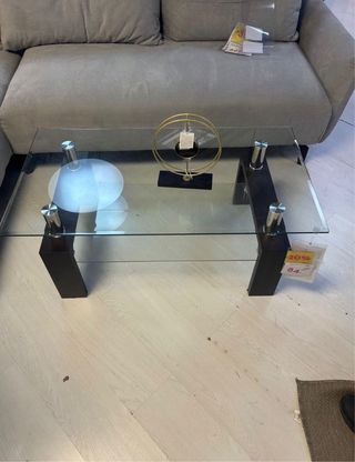 Mesa de centro cristal y madera