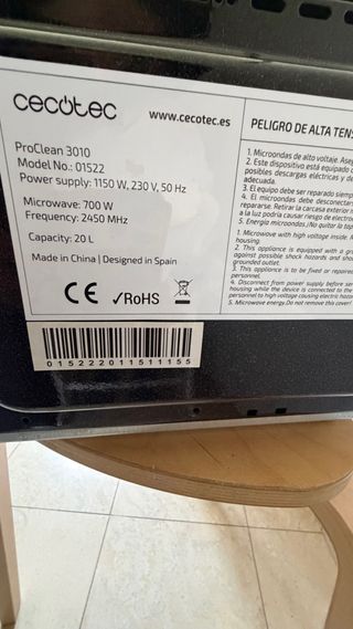 Microondas Cecotec Proclean 3010