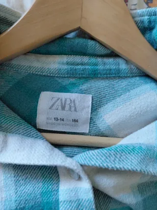 Camisa Zara cuadros azul y blanco
