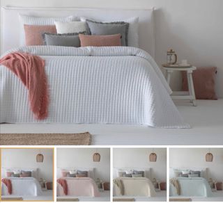 Colcha bouti rosa y blanca ANTILO FUNDECO