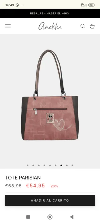 Bolso de hombro rosa y gris con estampado