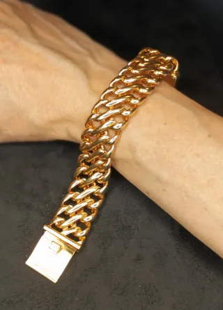 Pulsera Cubana Acero Inox Dorado