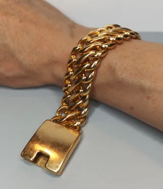 Pulsera Cubana Acero Inox Dorado