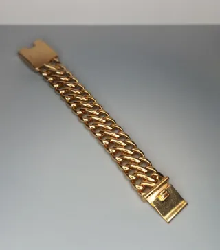 Pulsera Cubana Acero Inox Dorado