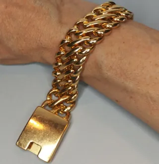 Pulsera Cubana Acero Inox Dorado