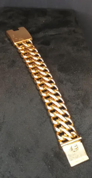 Pulsera Cubana Acero Inox Dorado