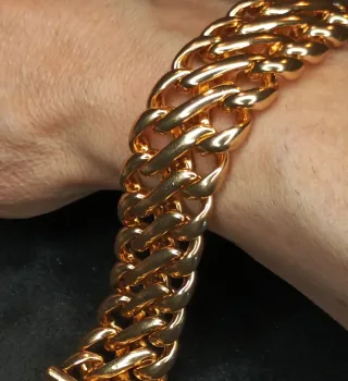 Pulsera Cubana Acero Inox Dorado