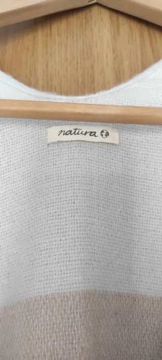 Poncho Natura Beige y Verde Talla Única