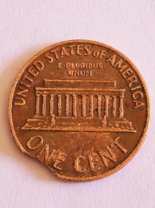 MONEDA 1 CENTAVO LINCOLN.1969S.ERROR RECORTADA.