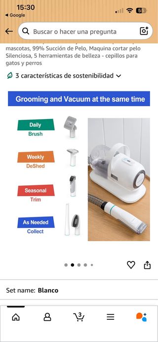 Aspiradora y cortadora de pelo para mascotas