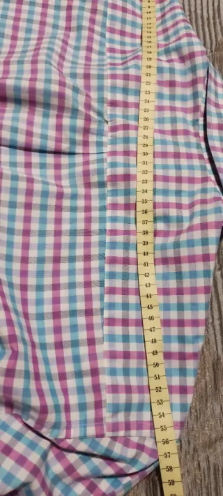 Camisa Cortefiel cuadros blanco ,rosa, celeste 3XL
