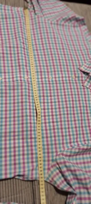 Camisa Cortefiel cuadros blanco ,rosa, celeste 3XL